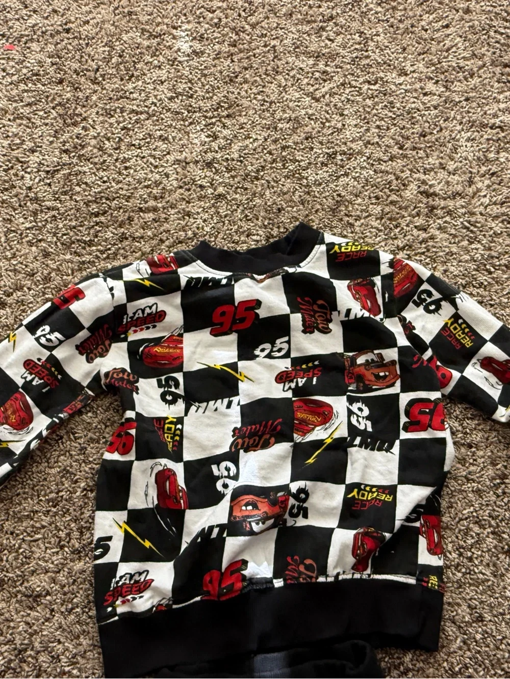 Kids Lightning Race Car Pajama Set - Black, White & Red
